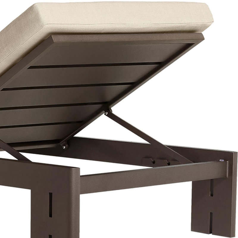 Aluminum Outdoor Sunbed Outdoor Metal Chaise Lounge , Cushion Included, Tan