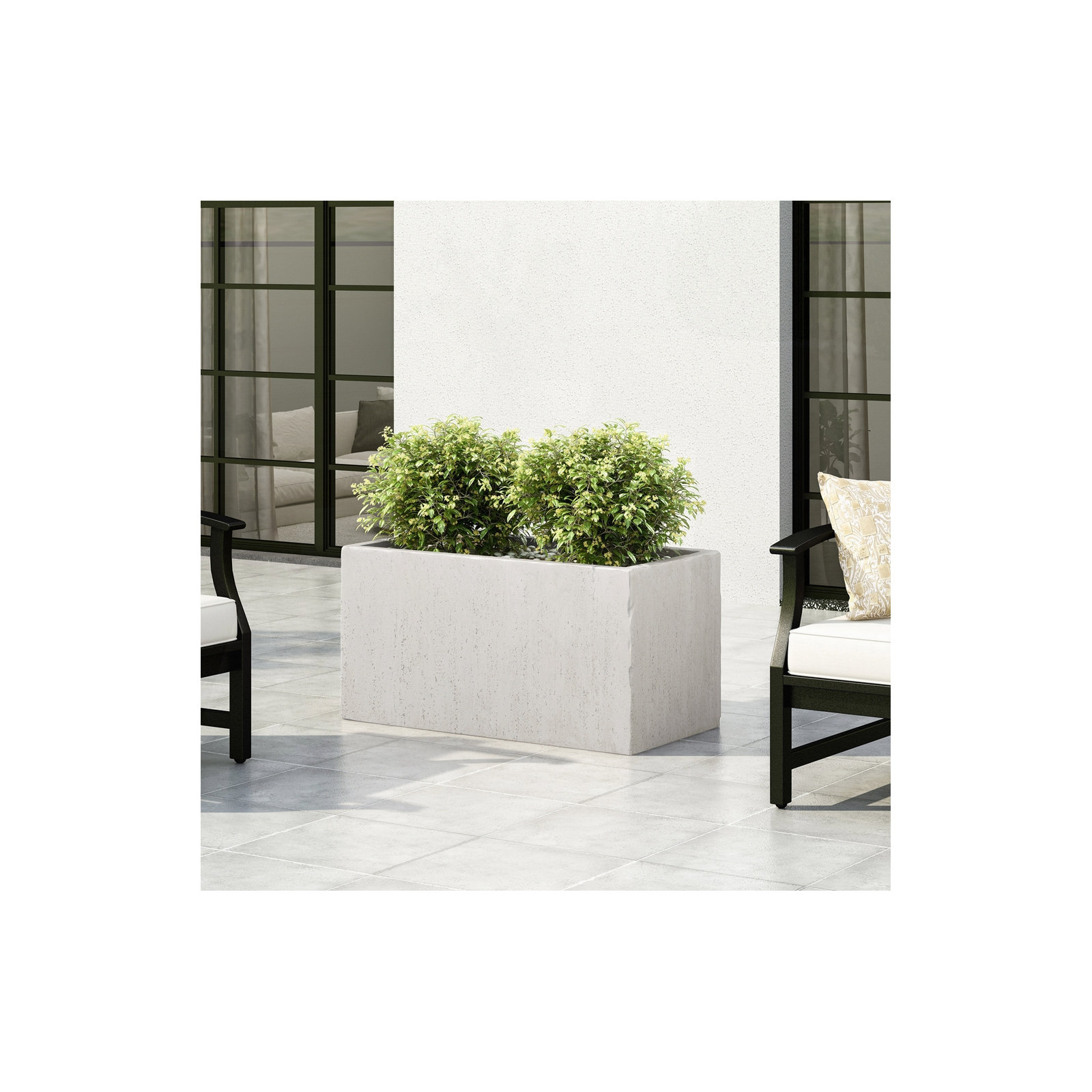 Shiner Lightweight Concrete Planter Box Set, Black, 16" H x 31.25" W x 15.75" D, 1