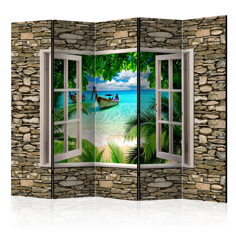 Chung Solid Wood Folding Room Divider, 5