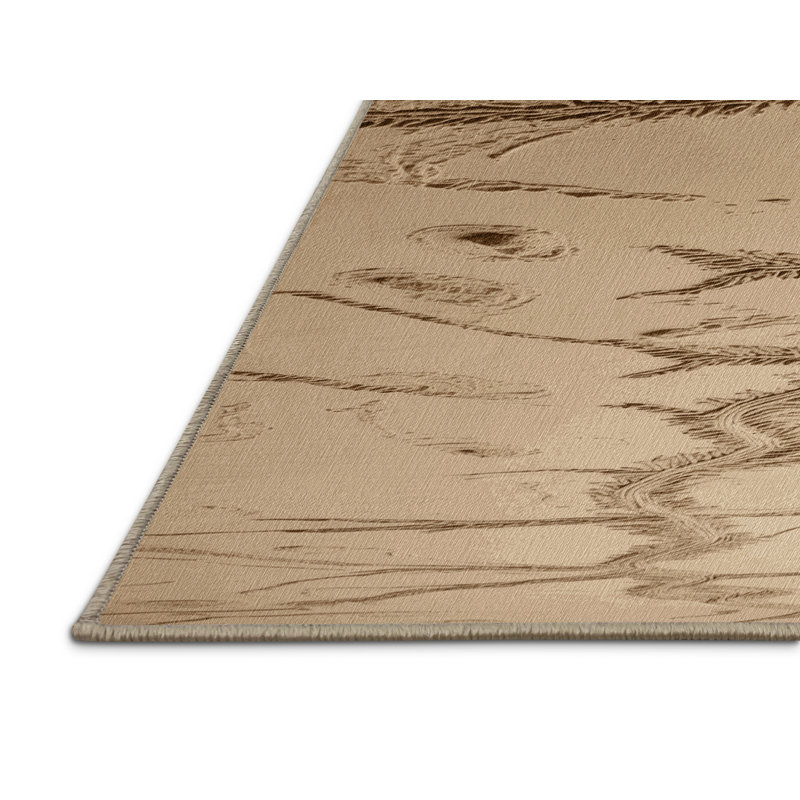 Machine Washable Nature Beige Area Rug, Square 6'