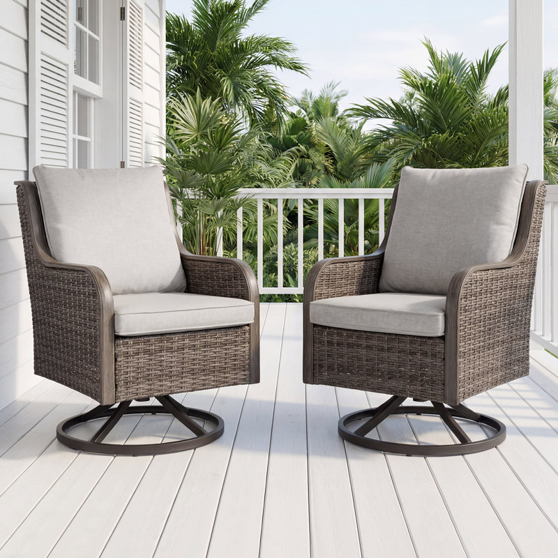 Chaise pivotante d'extérieur avec coussins Boho, 2 