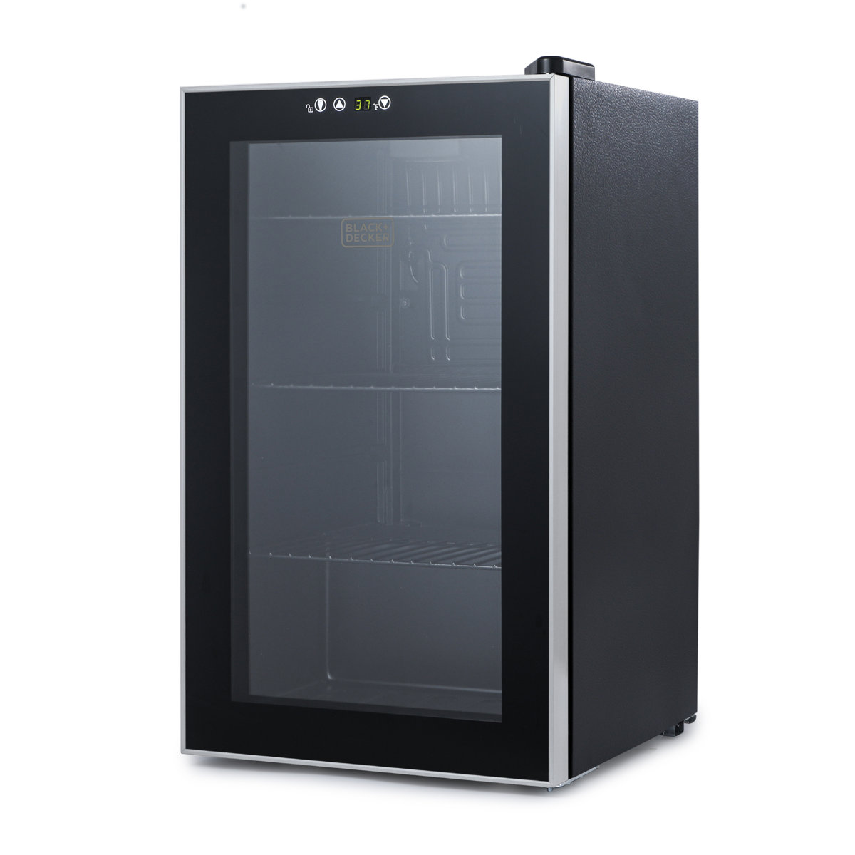 Black+Decker - 2.4 Cu. Ft. Beverage Cooler, 76-Can Drink Fridge with Double Pane Glass Door for Home Bar or Office, BDB26HB - Black | Fridge.com