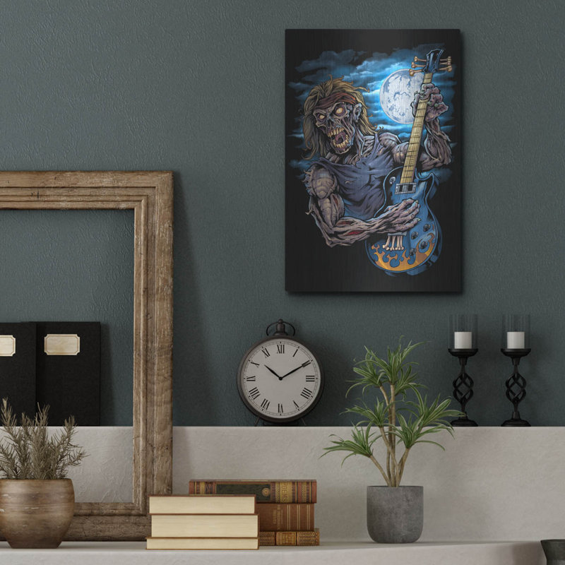 «Zombie Guitar Player» par Flyland Designs, art mural en métal, H 16 po x l 12 po