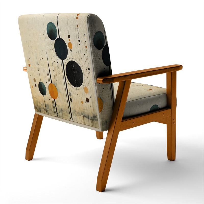 Fauteuil rembourré moderne coloré Mid Century Minimalist Oasis IV, Accoudoirs carrés bruns