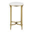 Table de bout - terrasse en marbre blanc avec pieds en métal doré radiant, accessoire de maison élégant, plateau à assembler