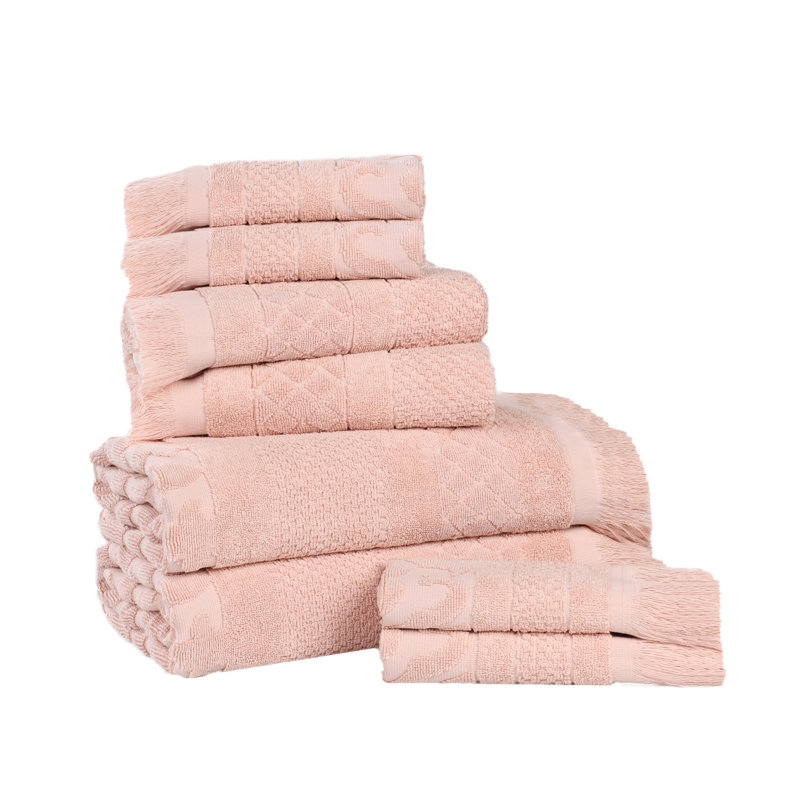 Serviette de bain Rolla, Ensemble de 8 serviettes 8 pièces, Rose