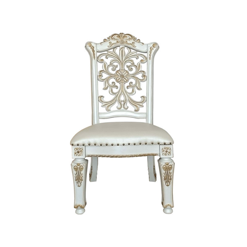 Chaise d'appoint Vendome en cuir synthétique et perle antique, ensemble de 2