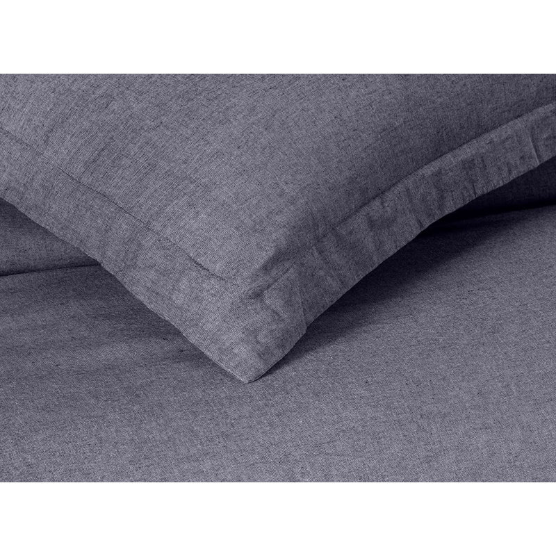 Light Denim Chambray Cotton Reversible Queen Comforter Set