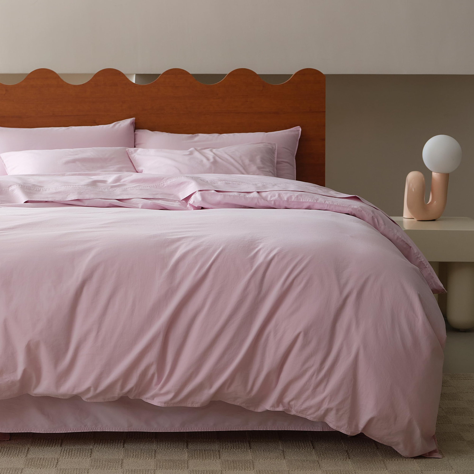 Double Stitch 100% GOTS Certified Long Staple Cotton Duvet Cover, Oat, Queen Duvet Cover + 2 Shams