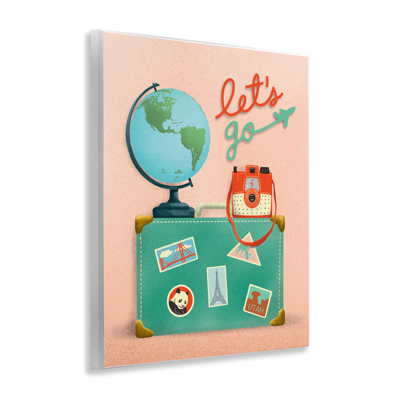 Plaque murale de valise Let's Go Travel, design par Jilly Jack Designs