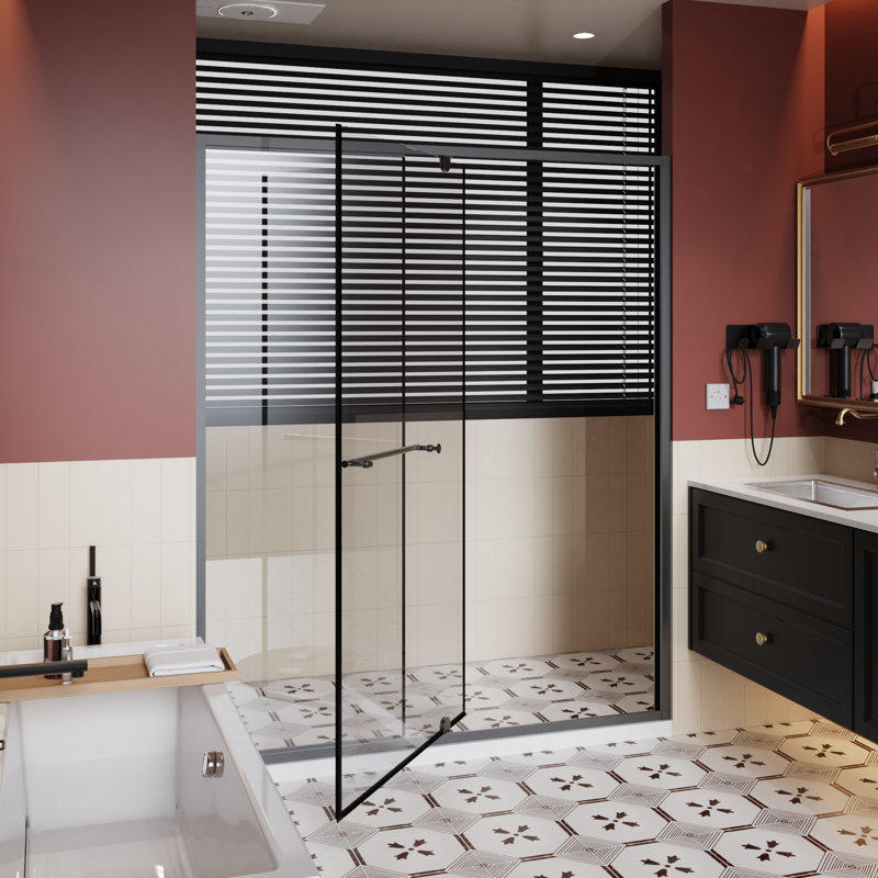 Modern Modern Elegance Porte de douche en verre trempé noir mat