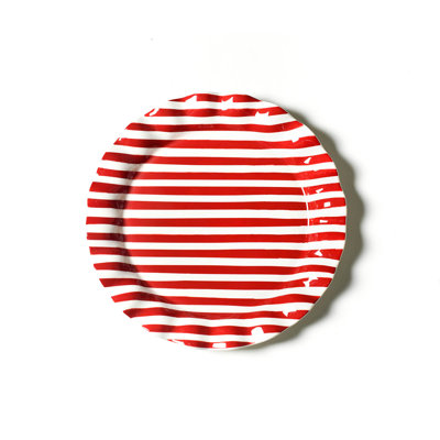 Red Stripe Ruffle Round Platter