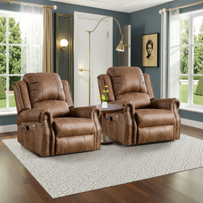 Aidin Leather Heated Massage Power Recliner
