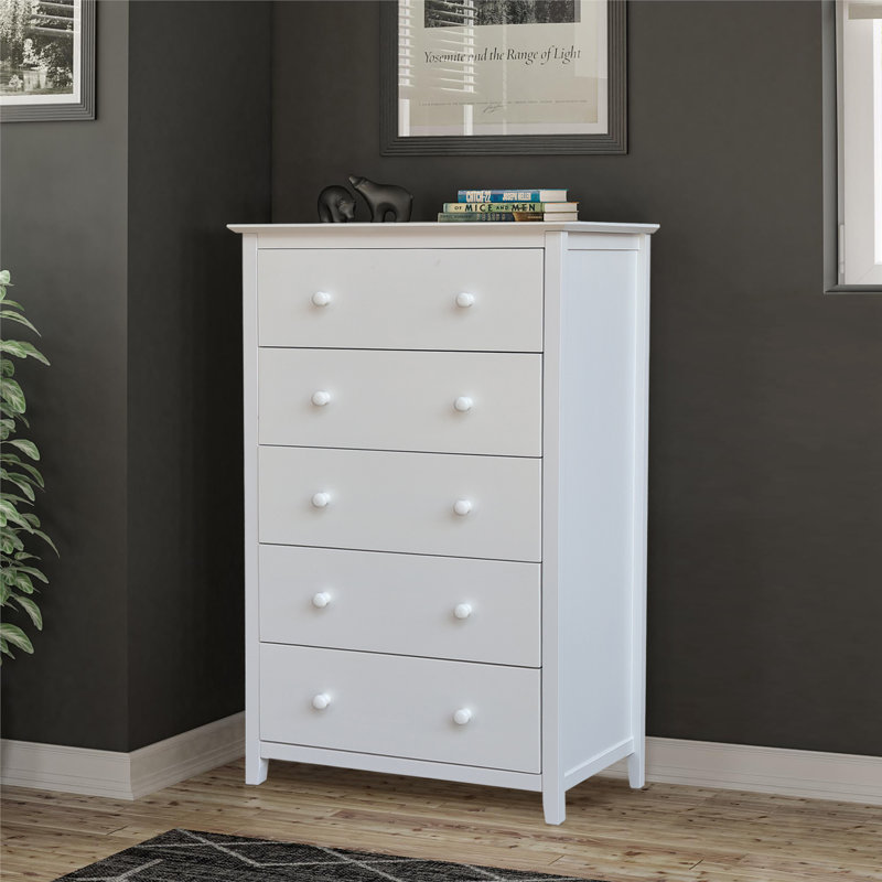 Commode 5 tiroirs Calumet Heimann, Blanc