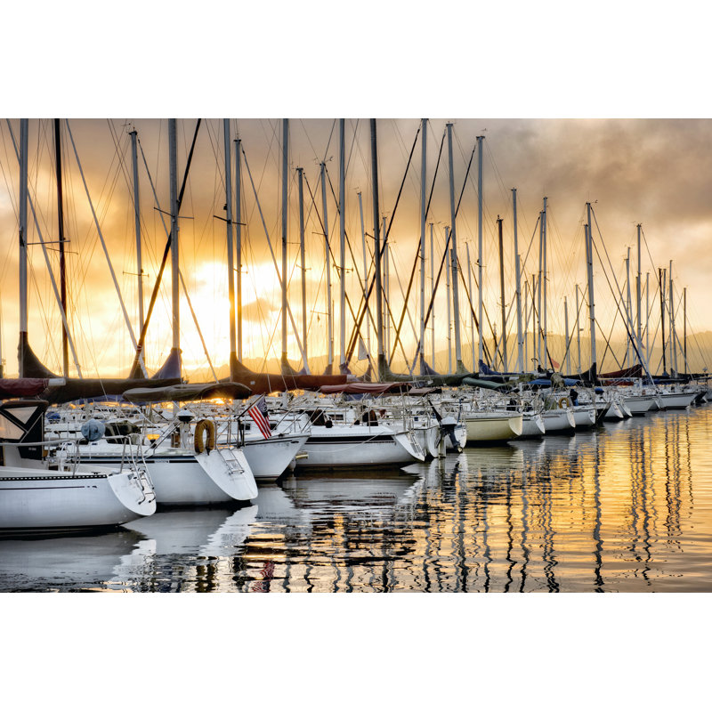 Backlit Marina - Photograph, 30 cm H x 46 cm W, Wrapped Canvas