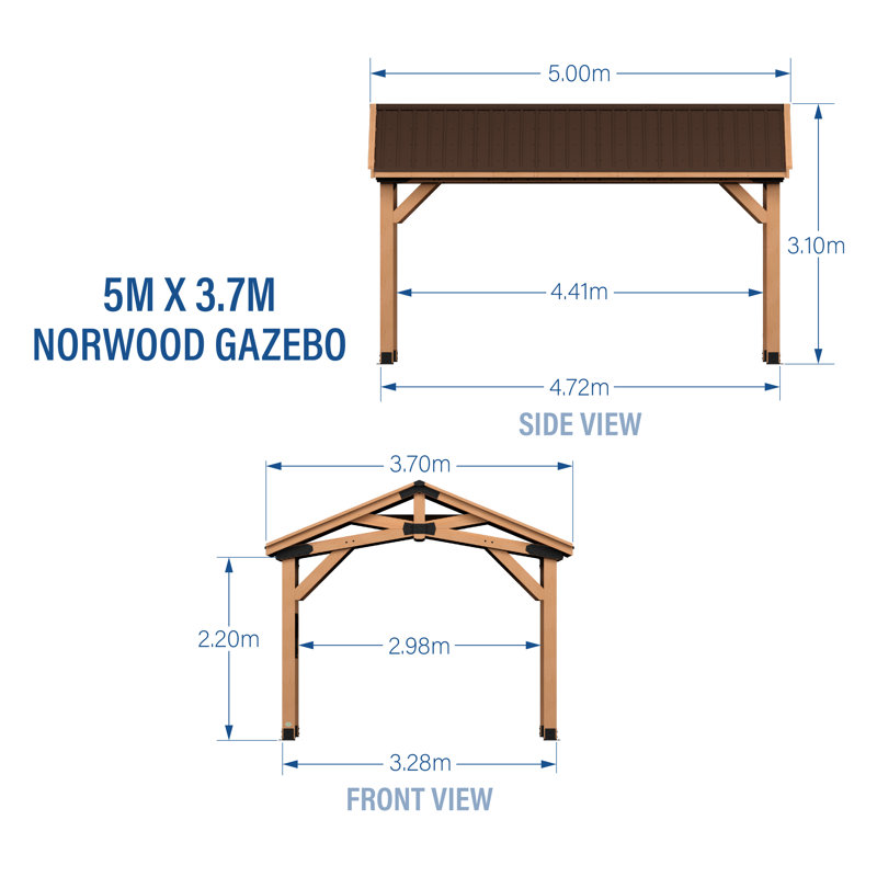 Backyard Discovery Norwood Cedar Wood Outdoor Patio Gazebo 5m x 3.7m (16ft x 12ft)