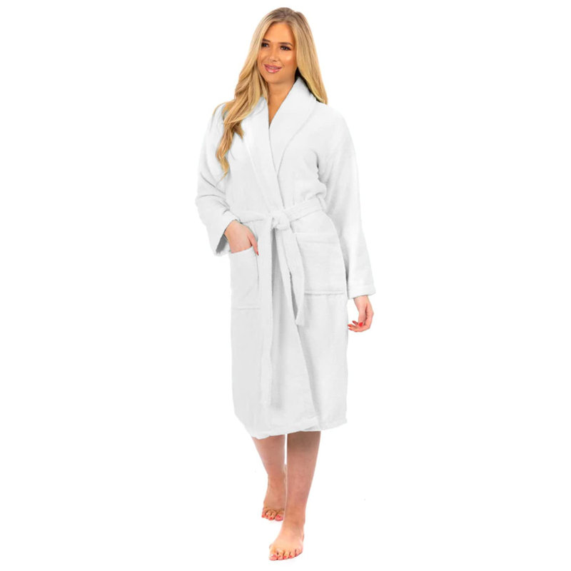 Peignoir en coton éponge Besmira, Blanc, L