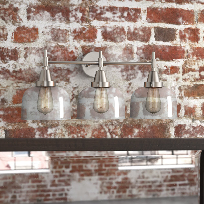 Éclairage pour meuble-lavabo à 3 lumières à intensité variable Gayle, Ampoule incandescente rétro de 60 watts, Nickel satiné