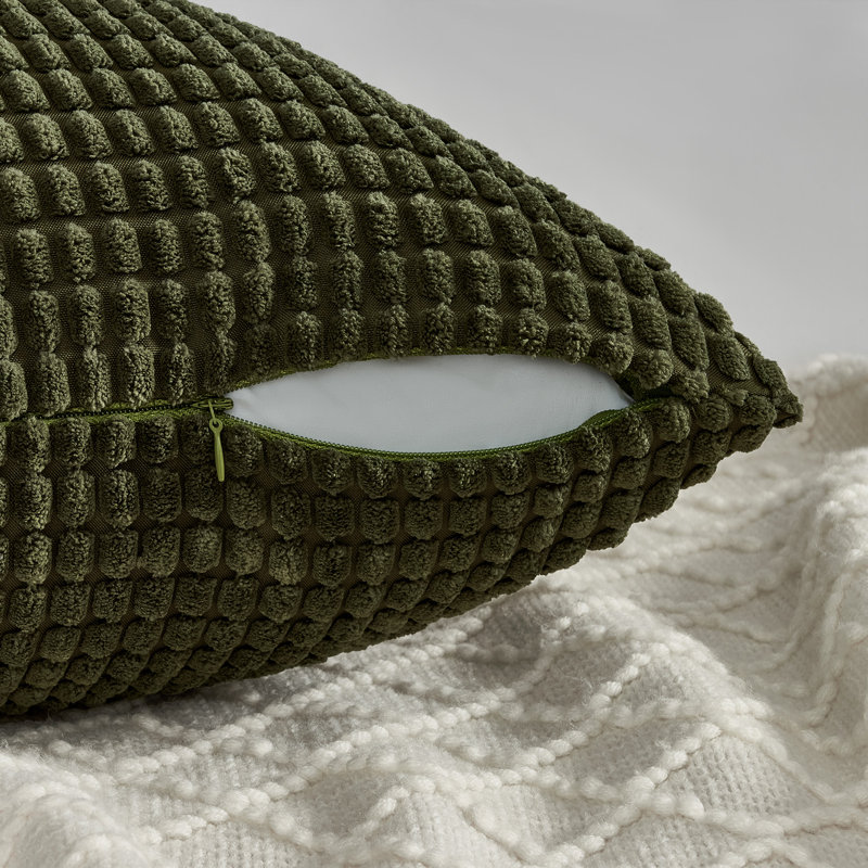Housse de coussin carré en velours côtelé, H 18 po x l 18 po, Vert
