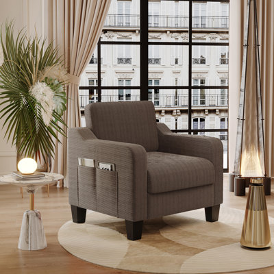 Fauteuil d'appoint rembourré 30,7 po, fauteuil doux pour chambre à coucher