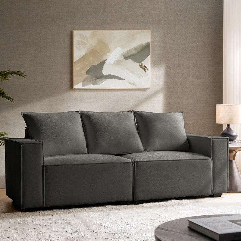 Paavo 84" Modern 3 - Piece Two Upholstery Options and Modular Sofa, Gray