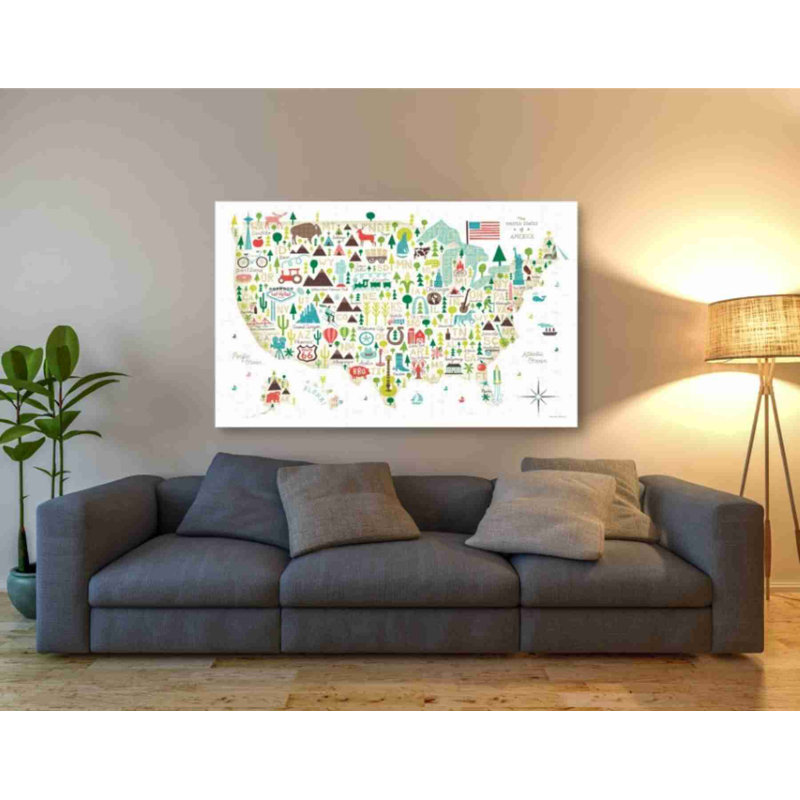 «Illustrated USA» par Michael Mullan, art mural sur toile, H 40 po x l 60 po x P 1,5 po