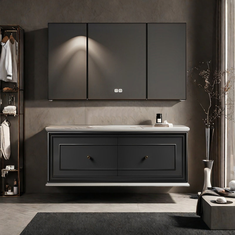 Armoire de salle de bain à miroir française de style français, H 19,68 po x l 47,24 po x P 22,44 po