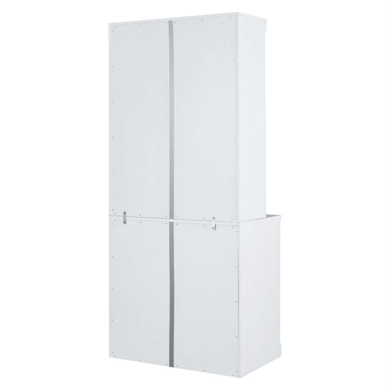 White Adjustable Corner Wood Bookcase Suite with LED Lighting