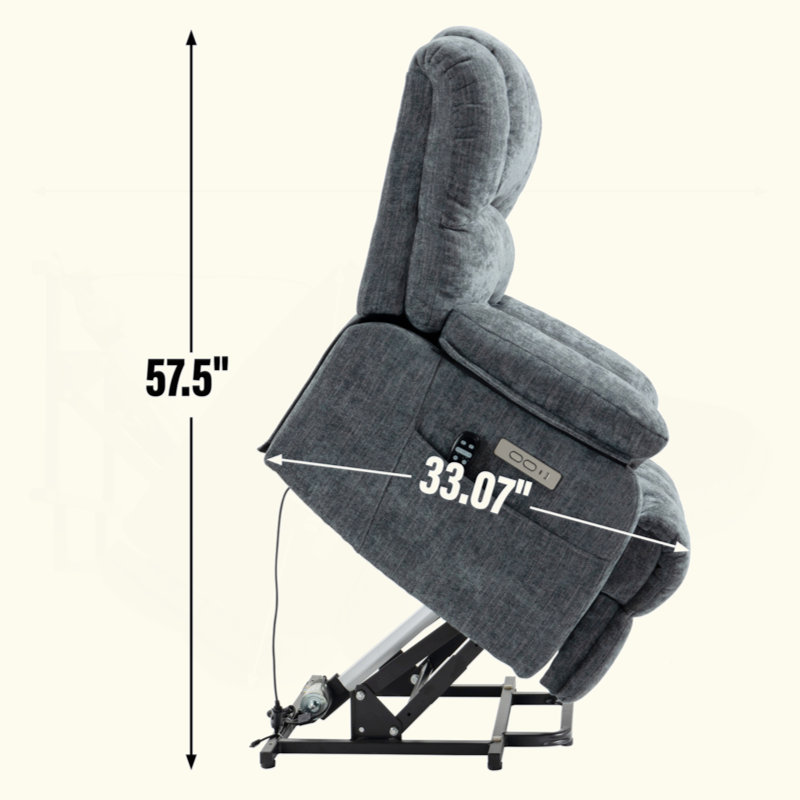 Fauteuil inclinable électrique en chenille de 23 po de large et à dossier haut avec massage par vibration à 8 points et chauffage lombaire