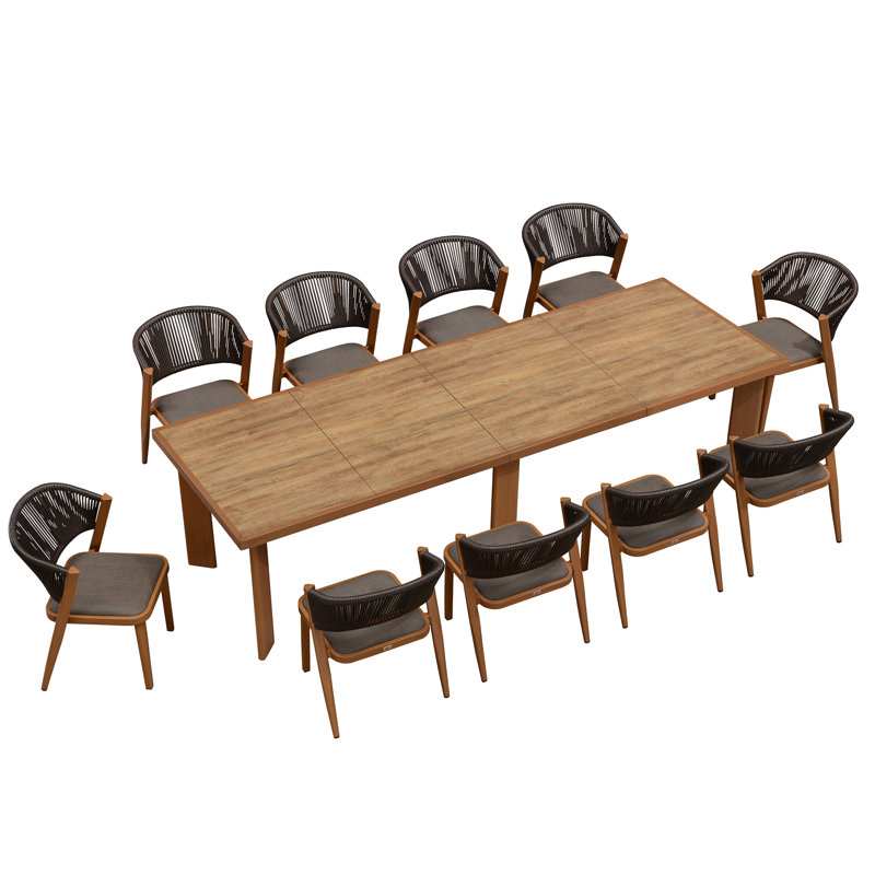 Ensemble 11 pièces de table et chaises de patio Ensemble de mobilier d'extérieur en rotin toutes saisons avec coussins, 10