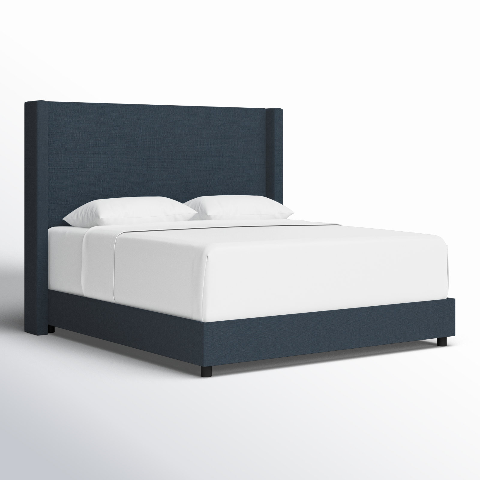 Hanson Upholstered Wingback Bed, Queen, Classic Navy Linen