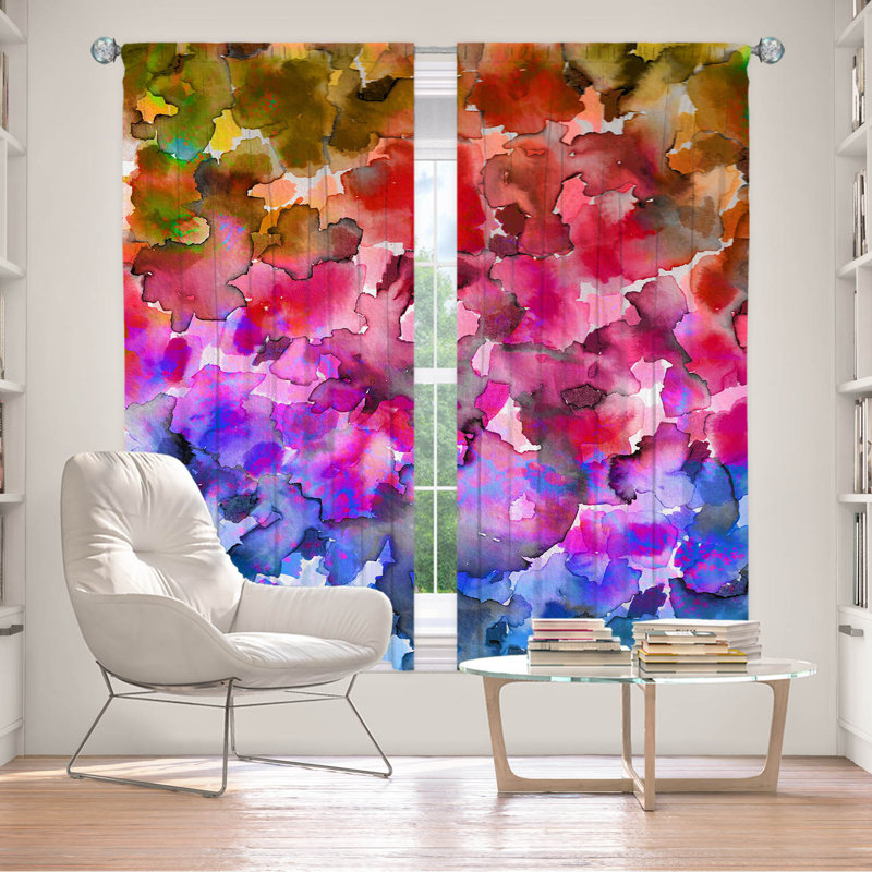Rideau en polyester, L 40 po x L 61 po, Bleu / rose / rouge