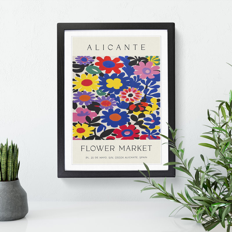 Alicante Flower Market Exhibition No.6 - Single Picture Frame Print on Wood, 34cm H x 25cm W x 2cm D