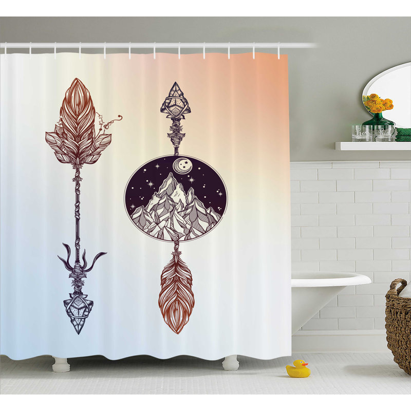Shower Curtain with Hooks Included, 69" W x 75" L