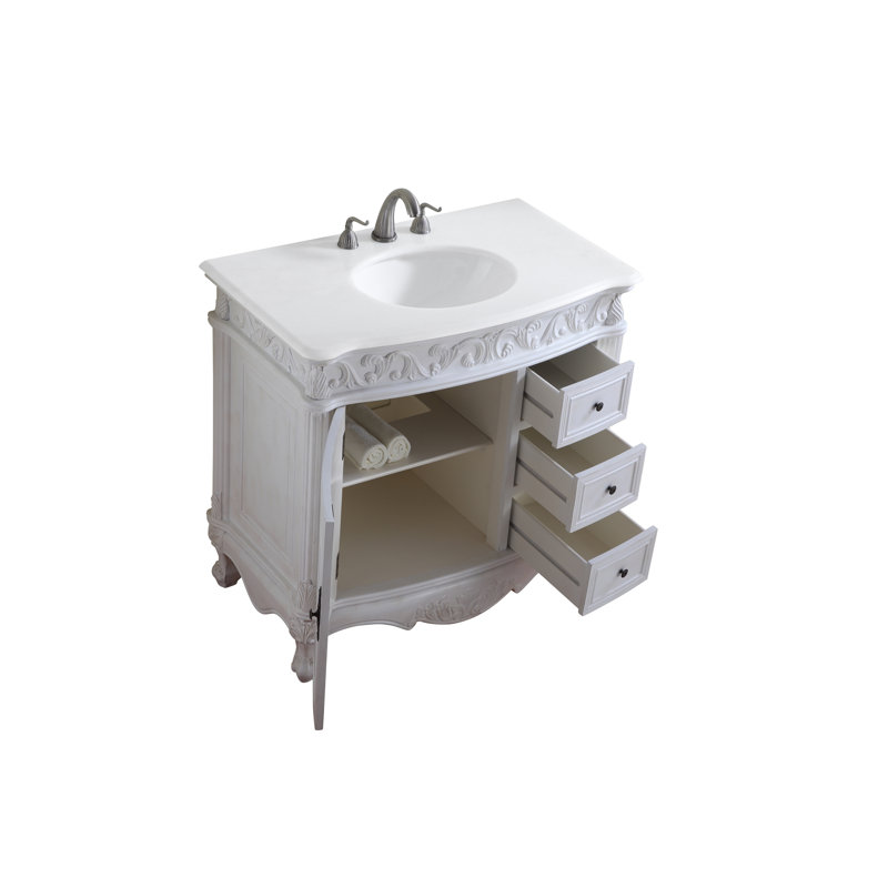 Ensemble de meuble-lavabo simple 36 po Aurillac, Blanc antique, Blanc pur