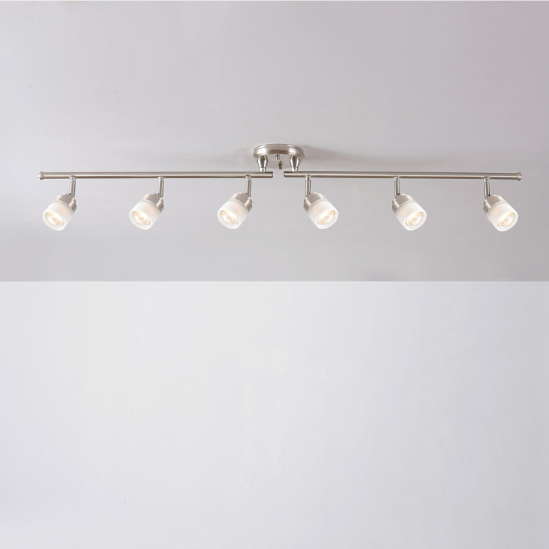 Brushed Nickel 46.25'' 6-Light LED Track Lighting Kit with Frosted Glass Shades