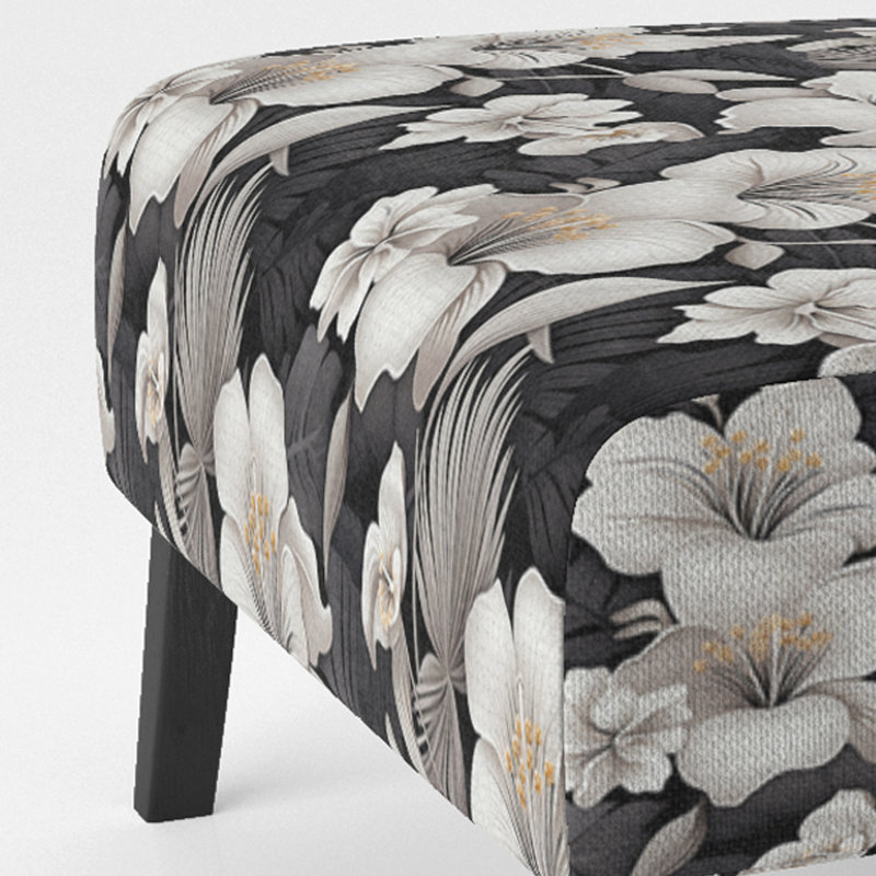 Fauteuil de chambre rembourré C, Motif tropical tropique monochrome