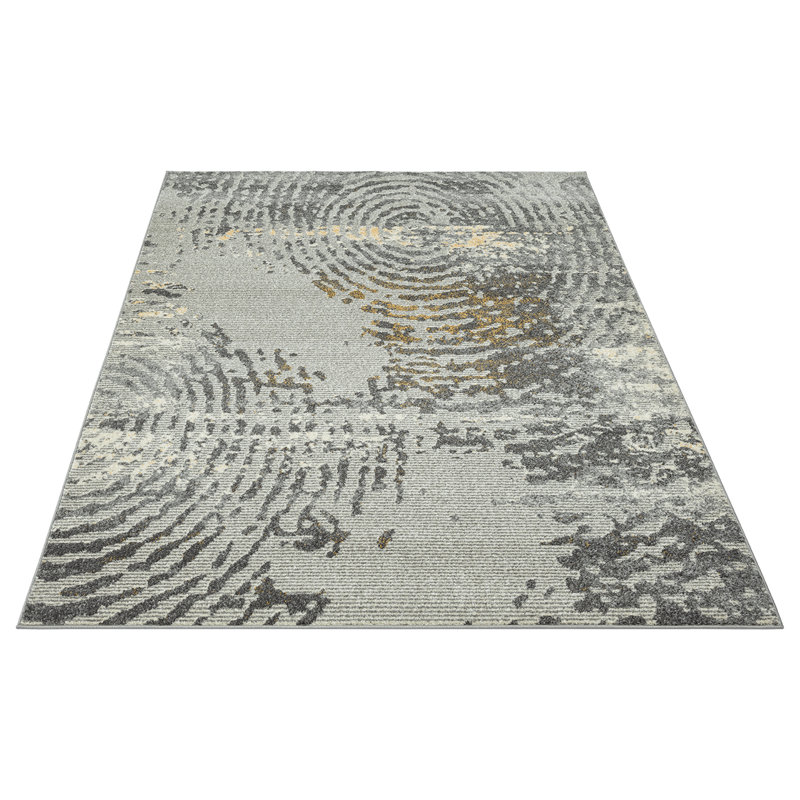 Tapis gris / jaune Roselare, Rectangle 7 pi 9 po x 10 pi 2 po