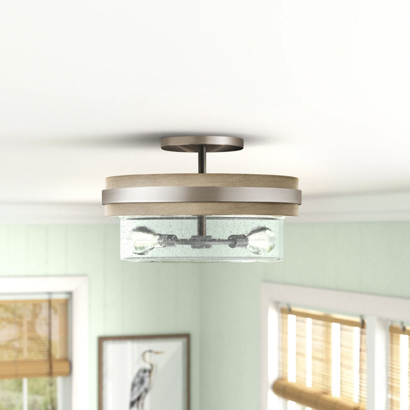 Darley Glass Semi Flush Mount, Classic Pewter