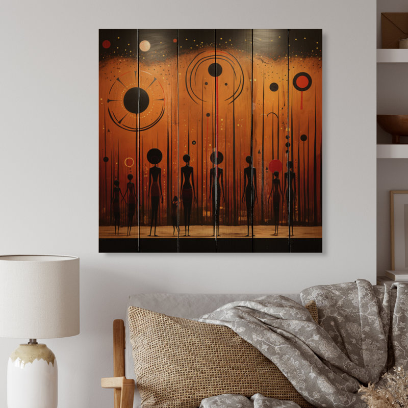 Tribus d'Afrique, Traditions anciennes I sur bois, H 30 po x l 30 po x P 0,78 po
