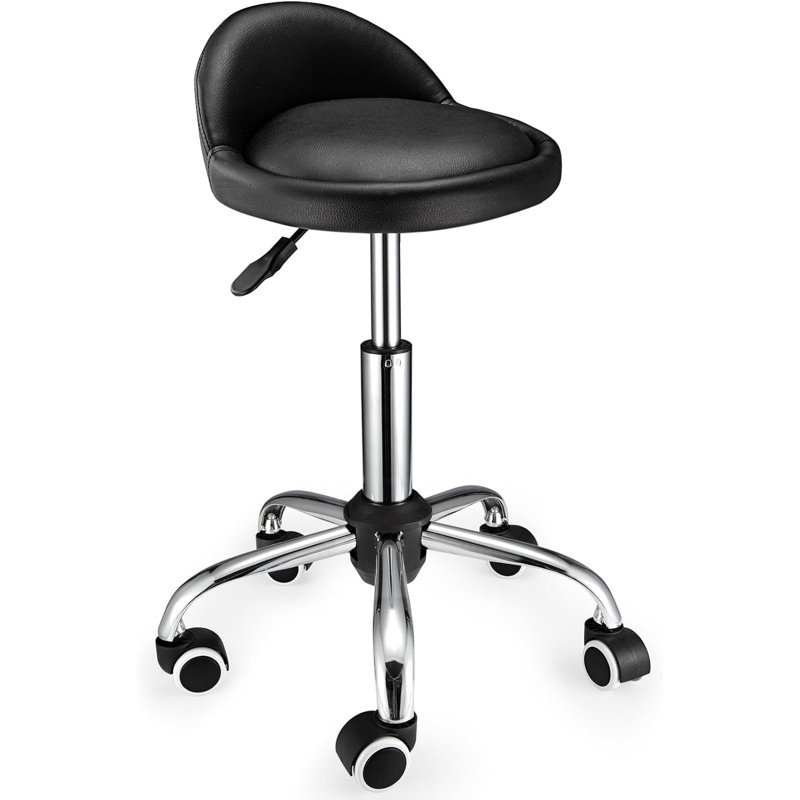 Swivel Rolling Stool with Wheels Height Adjustable Stool Chair Drafting Chair with Backrest