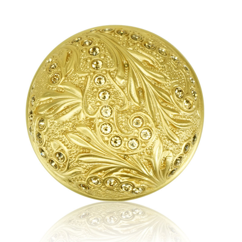 GLENDALE COURT KNOB; LT. COLORADO TOPAZ CRYSTAL SATIN GOLD FINISH, Satin Gold