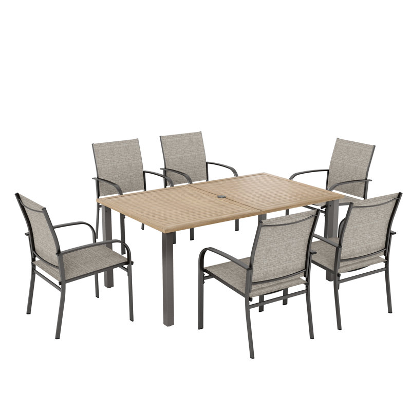 Sutiya 6 - Person Patio Dining Set with Rectangular Table, Brown