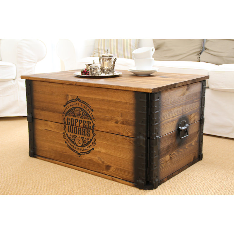 Cael Solid Wood Coffee Table, Dark brown