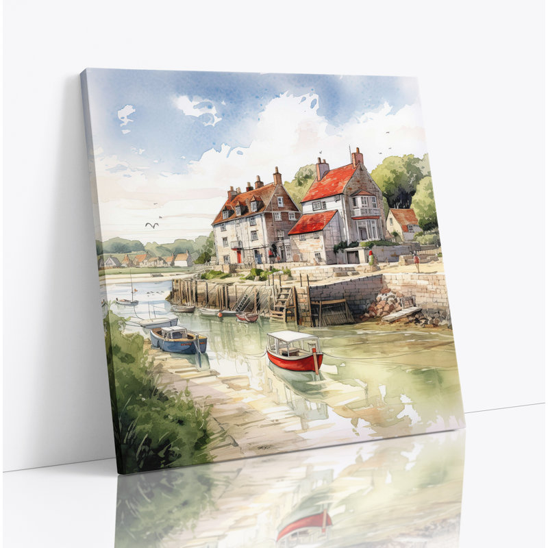 Harbour Coastal Scenic Square Canvas Print - Wrapped Canvas Print
