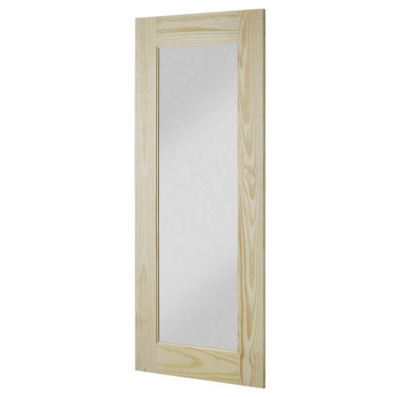 Reflex 84'' Solid Wood Mirrored Unfinished without Installation Hardware Kit Barn Door, 33" x 84"