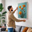 Orange Carnations in Bloom Botanical - Wrapped Canvas-604068024-604068026