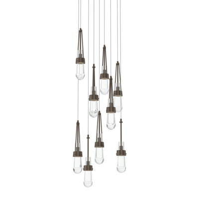 Hubbardton Forge Link 9 - Light Pendant In Bronze,clear Glass