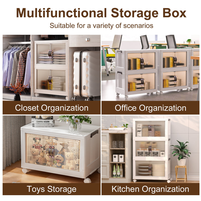 Einar Stackable Foldable Storage Bins With Lid And Wheels