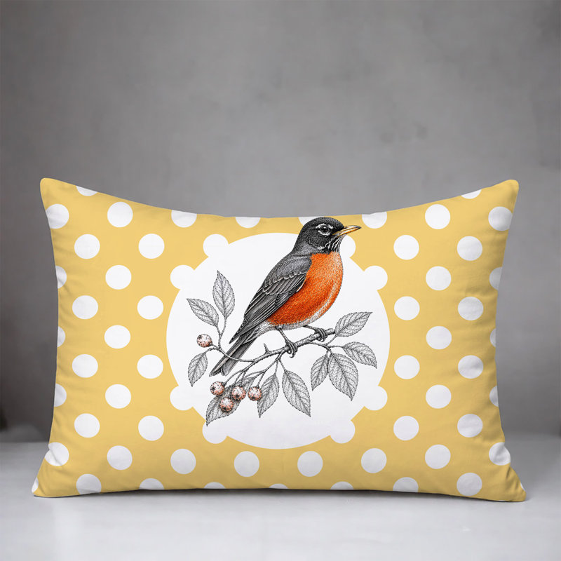 Oreiller réversible intérieur / extérieur Robin, 20 po x 14 po, Jaune